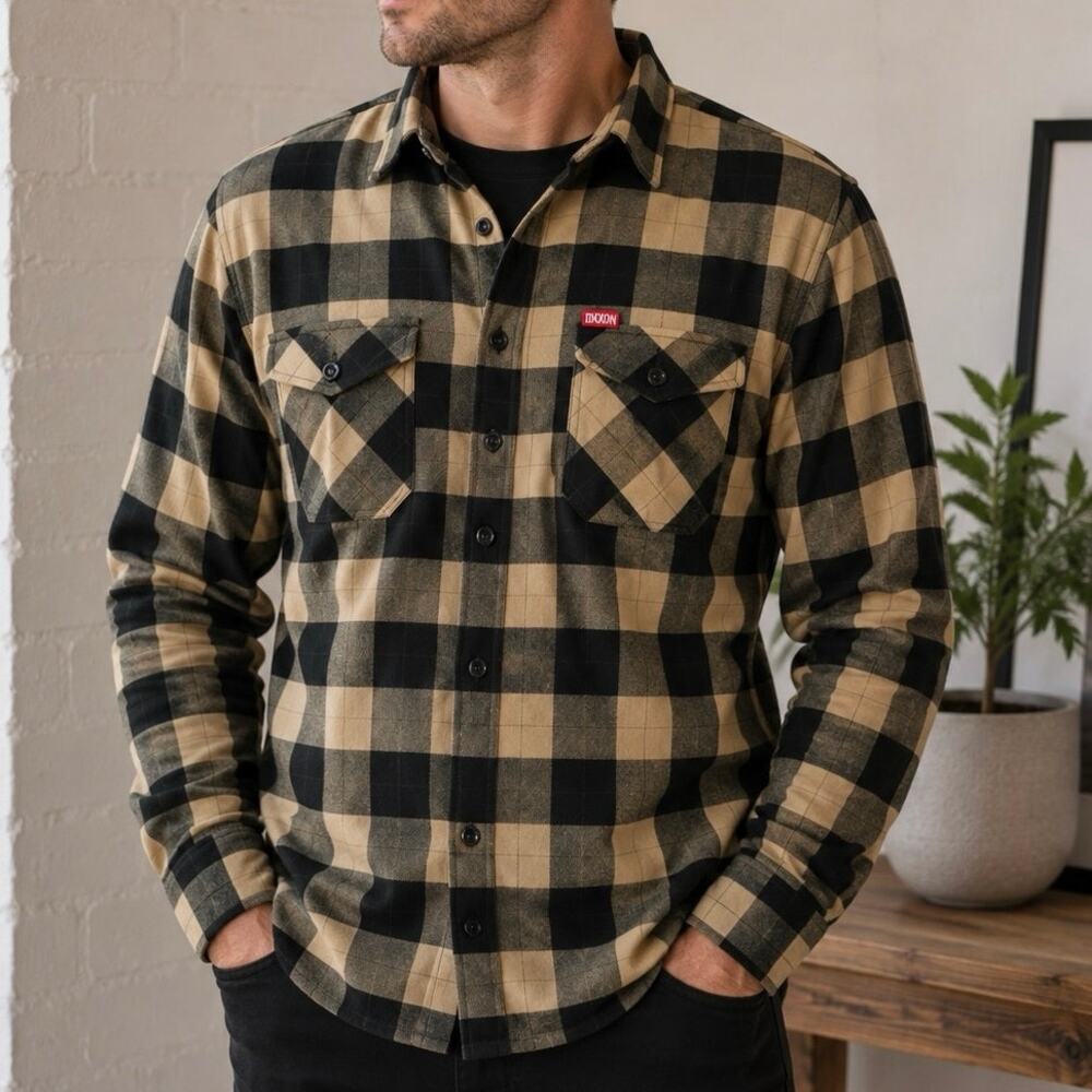 Dixxon Tango Black Brown Plaid Flannel Mens Long Sleeve Workwear Shirt XL